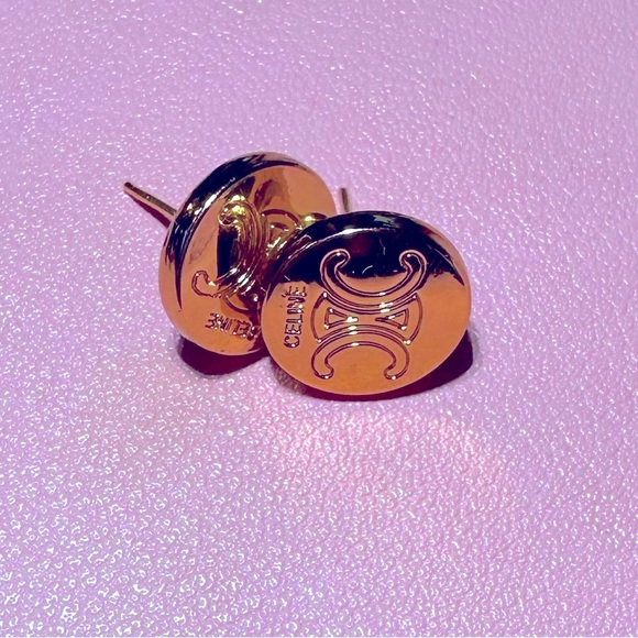 Celine Gold Macadam Triomphe Buttons turned into Studs - Picture 4 of 15